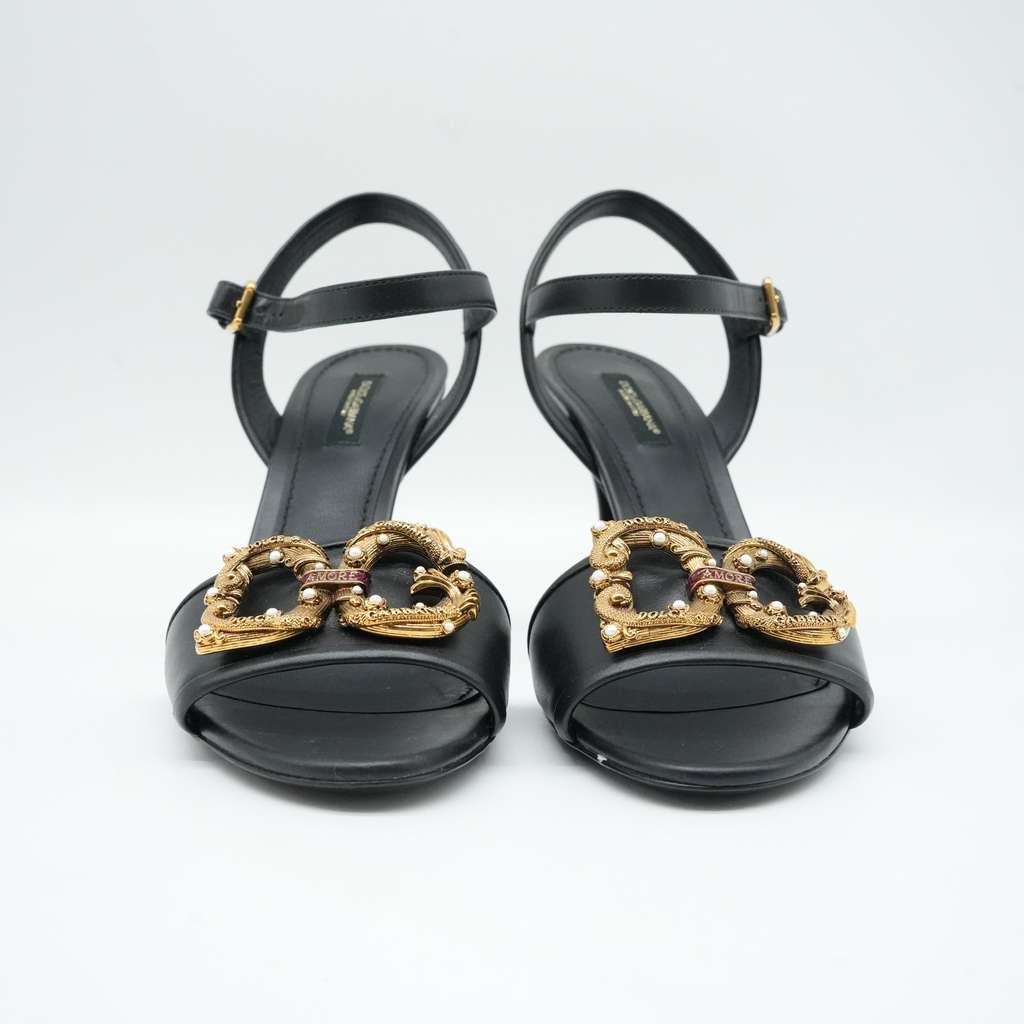 Dolce & Gabbana Sandals With D&G Amore Logo Calfskin Size 38 - 3