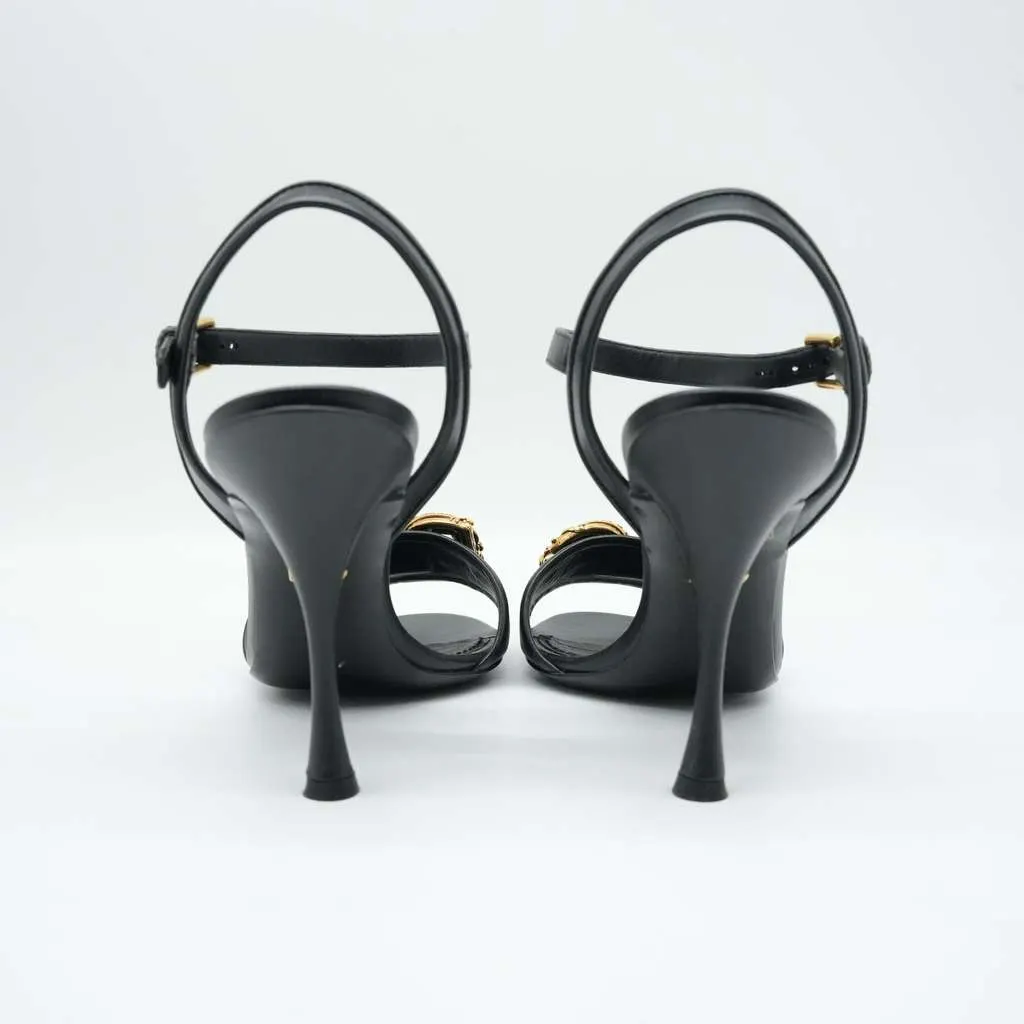 Dolce & Gabbana Sandals With D&G Amore Logo Calfskin Size 38 Black Leather Fair - Box View