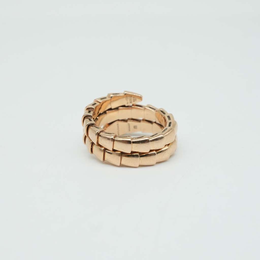 Bvlgari Serpenti Viper Ring 50.5 18K Rose Gold With Demi Pave Diamonds 9.58g - 4