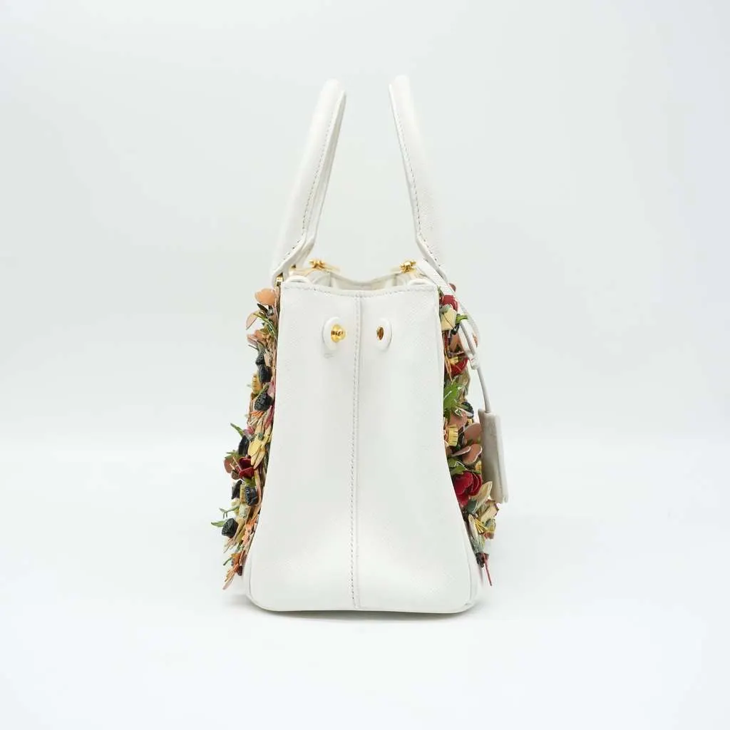 Prada White Saffiano Small Double-Zip Garden Galleria Tote White Fair - Back View