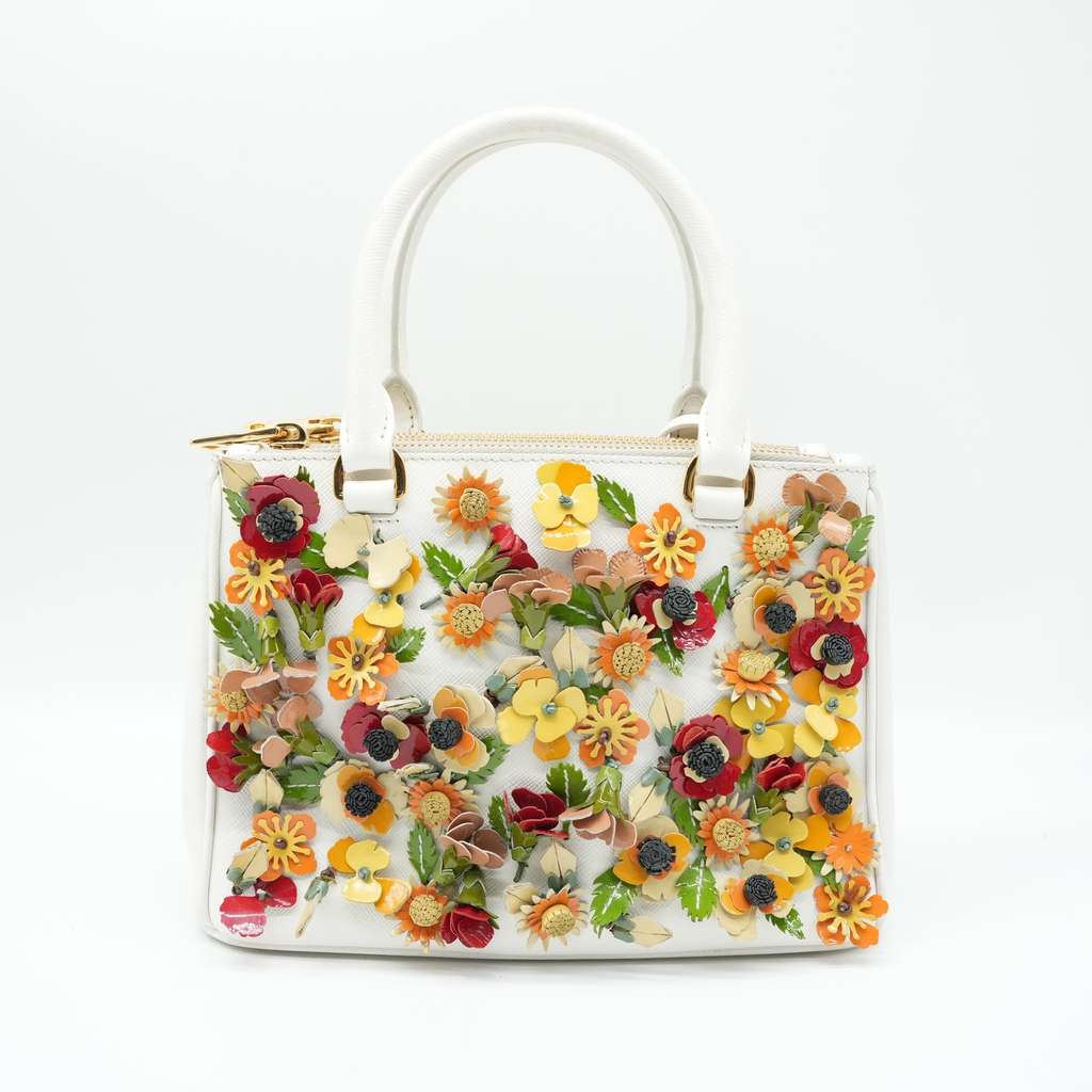Prada White Saffiano Small Double-Zip Garden Galleria Tote - 3