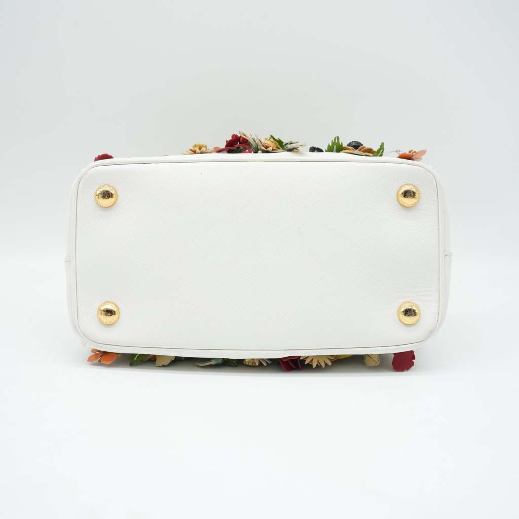 Prada White Saffiano Small Double-Zip Garden Galleria Tote - 5