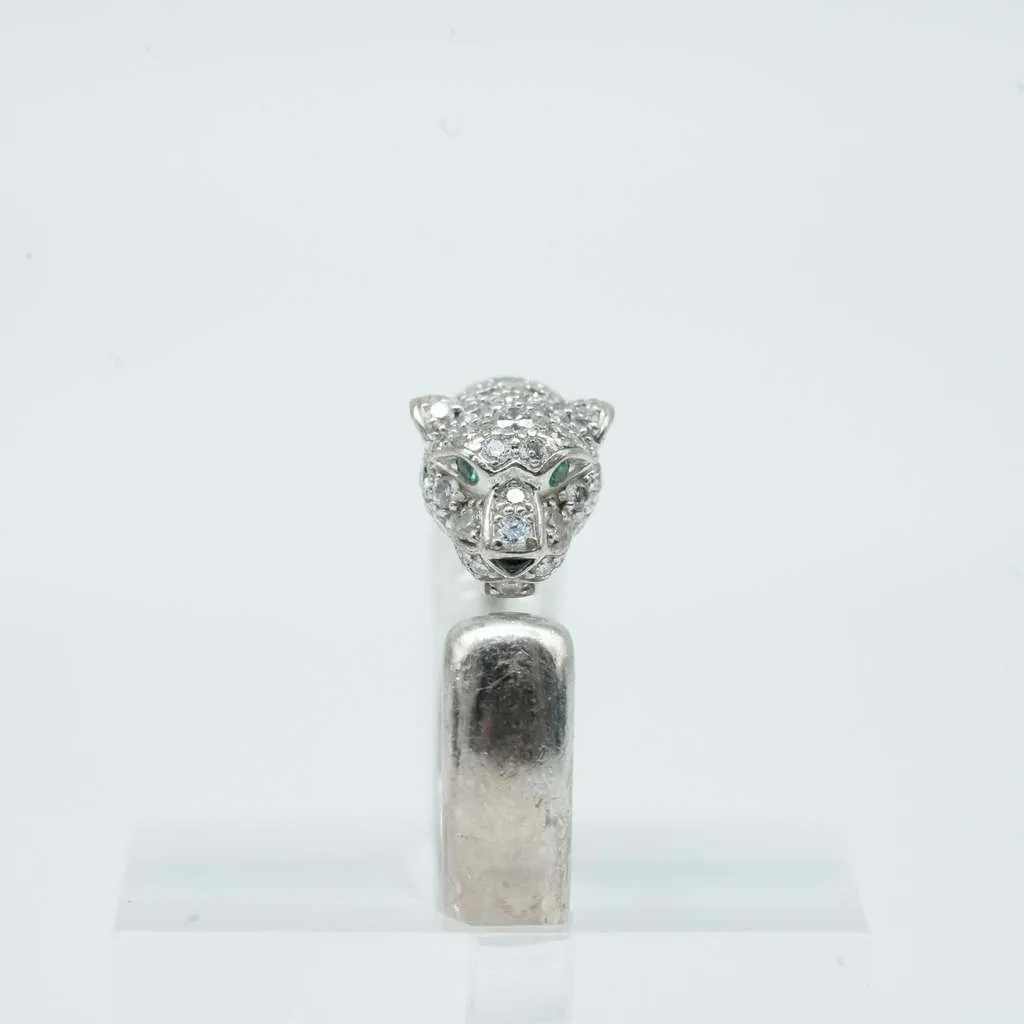 Cartier Panthère de Cartier Ring 49, K18WG, Half-Paved 5.2mm 10.21g Gold White Gold Good - Back View