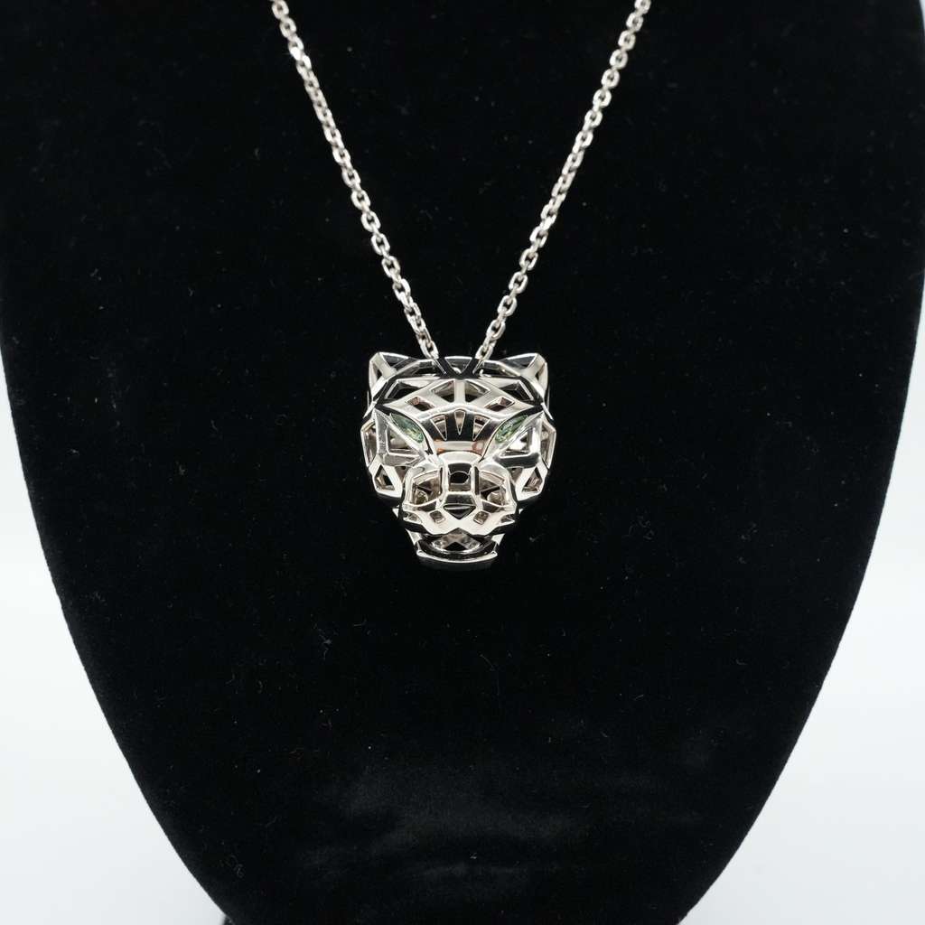 Cartier Panthere De Cartier Necklace White Gold Emerald Eyes NFK831 - 2
