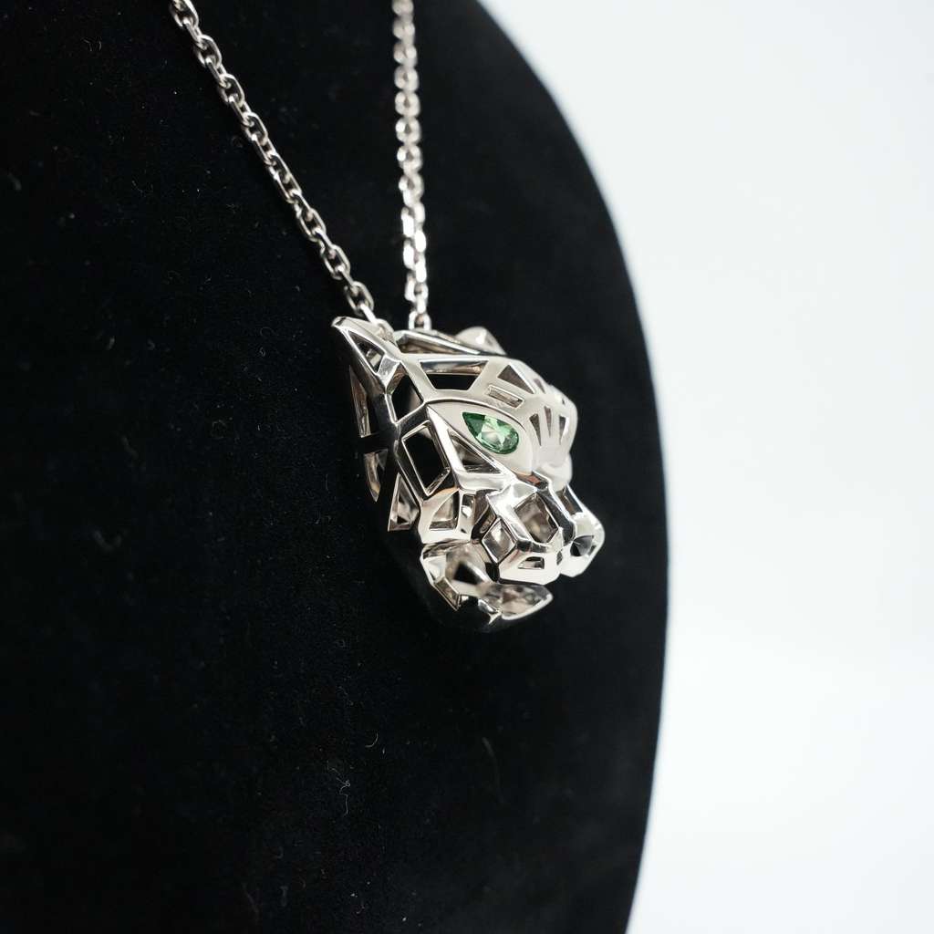 Cartier Panthere De Cartier Necklace White Gold Emerald Eyes NFK831 - 3