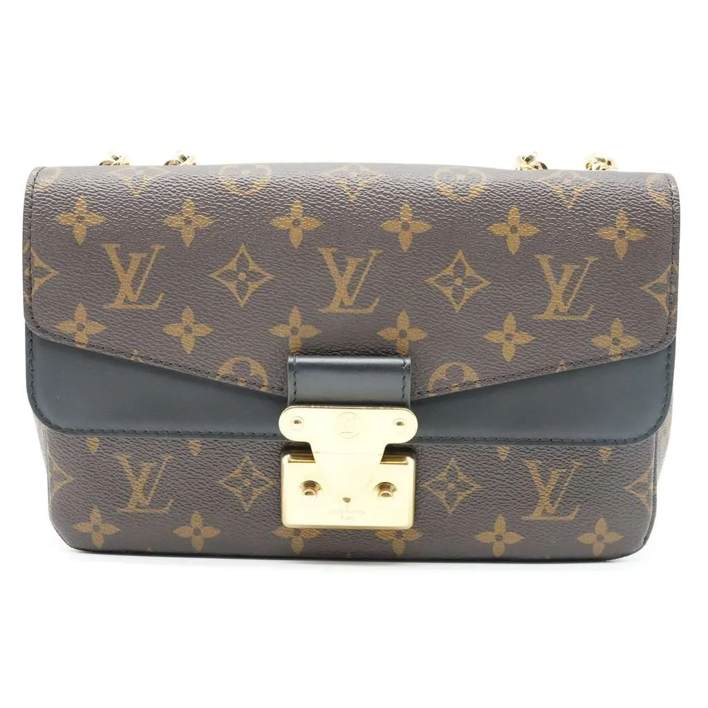 Louis Vuitton Marceau Monogram HandBag Black M46126 Brown Canvas Good - Back View