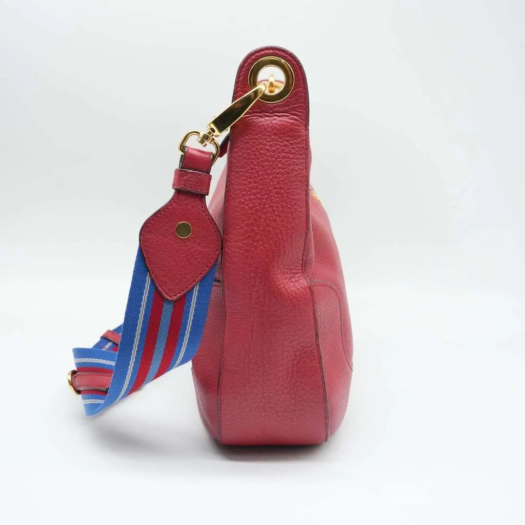 Prada Red Vitello Daino Leather Crossbody Bag Red Leather Good - Back View