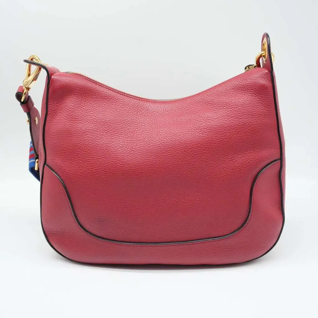 Prada Red Vitello Daino Leather Crossbody Bag Red Leather Good - Inside View
