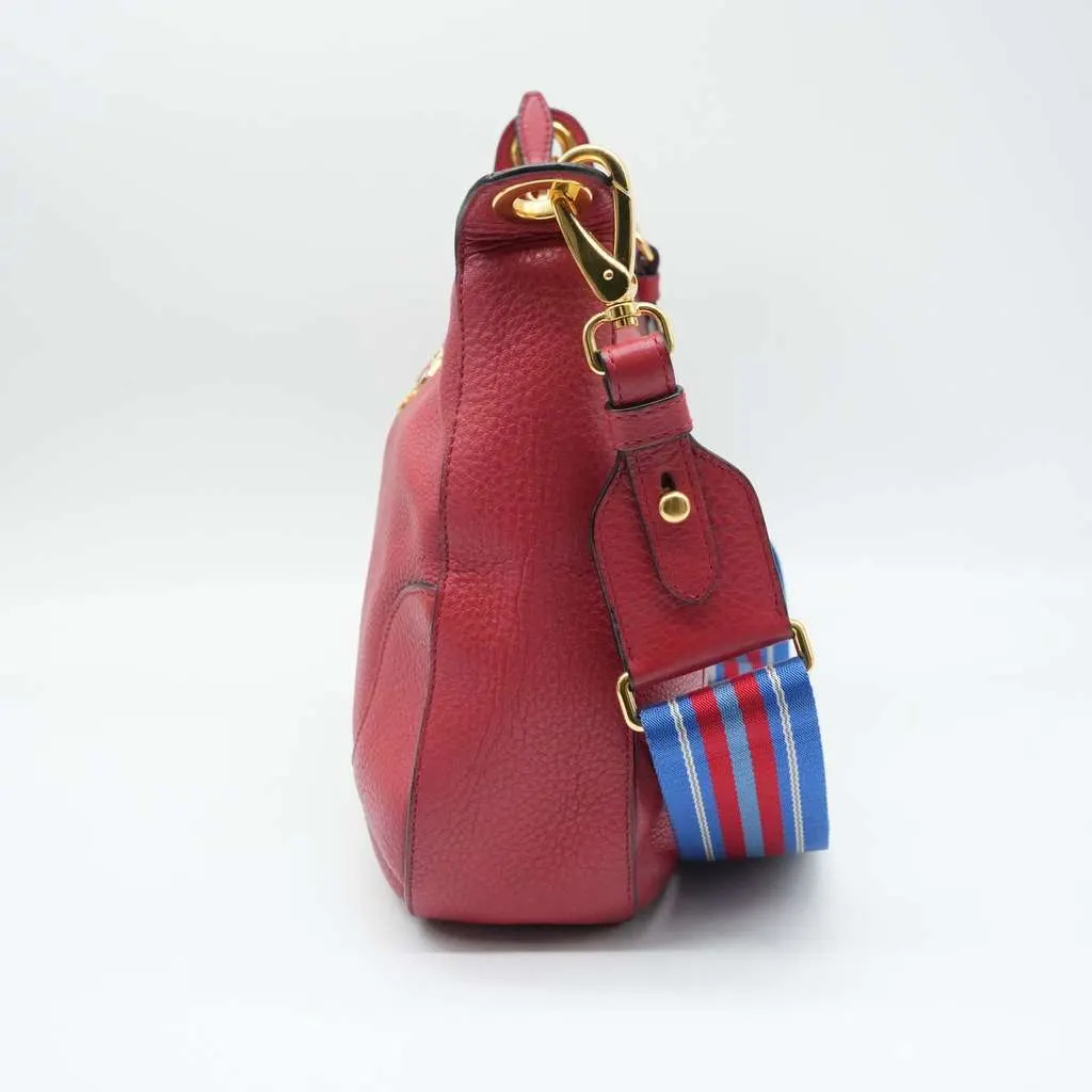 Prada Red Vitello Daino Leather Crossbody Bag Red Leather Good - Model View