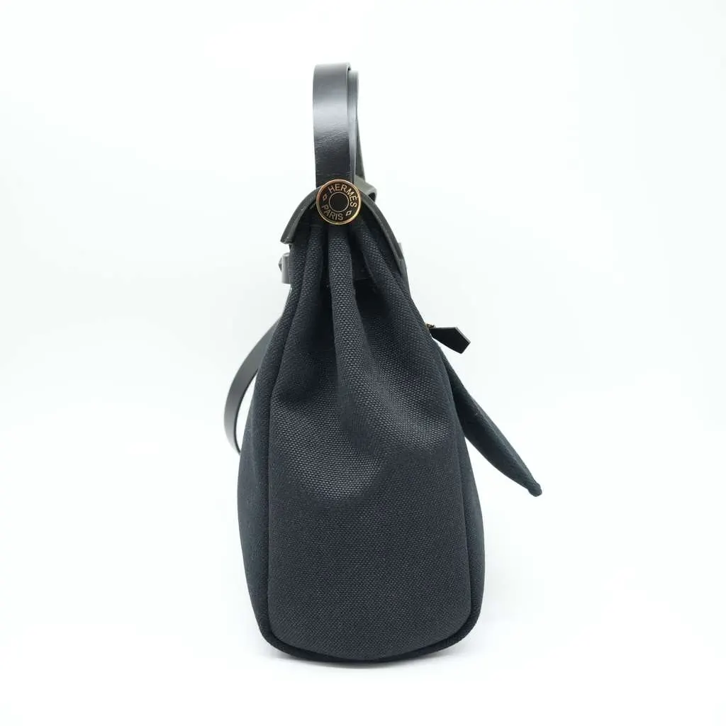Hermès Herbag 31 Zip Bag Noir Canvas and Leather Stamp K(2025) Black Canvas Good - Back View