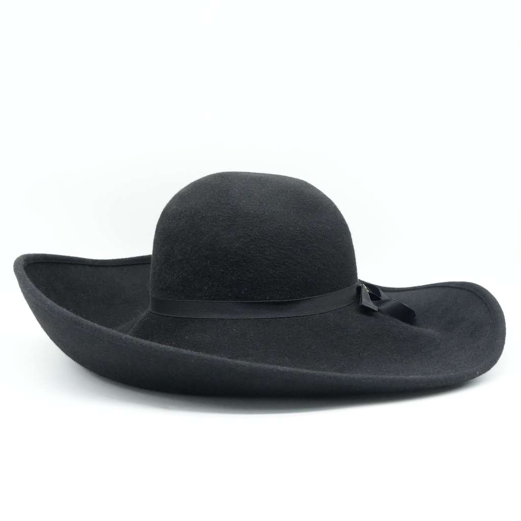 Chanel Black Wide-Brim Hat with Bow - 2