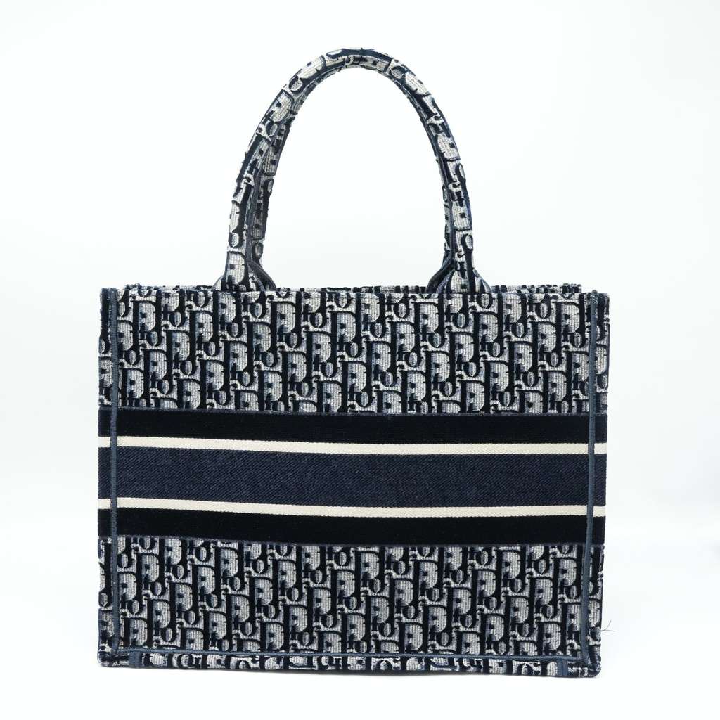 Dior Book Tote Bag Oblique Embroidery Blue - 3