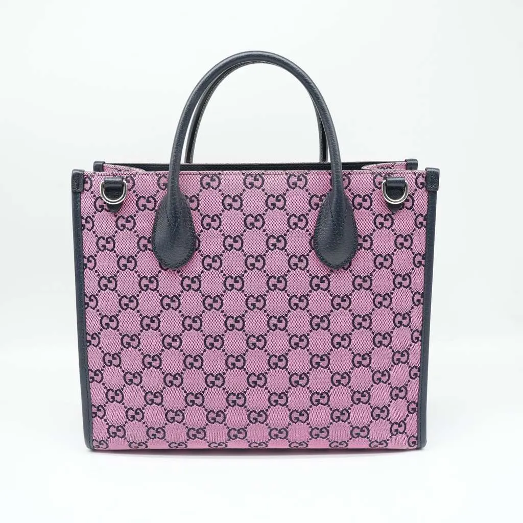 Gucci GG Supreme Canvas Multicolor Small Handbag Pink Pink Canvas Good - Inside View