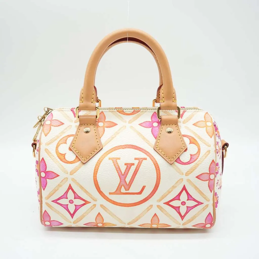 Louis Vuitton Speedy 20 Bandouliere Coral Monogram Tile Canvas Orange Canvas Good - Inside View