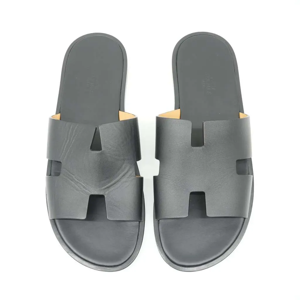 Hermès Oran Sandals Size 43 Black Black Leather Fair - Back View