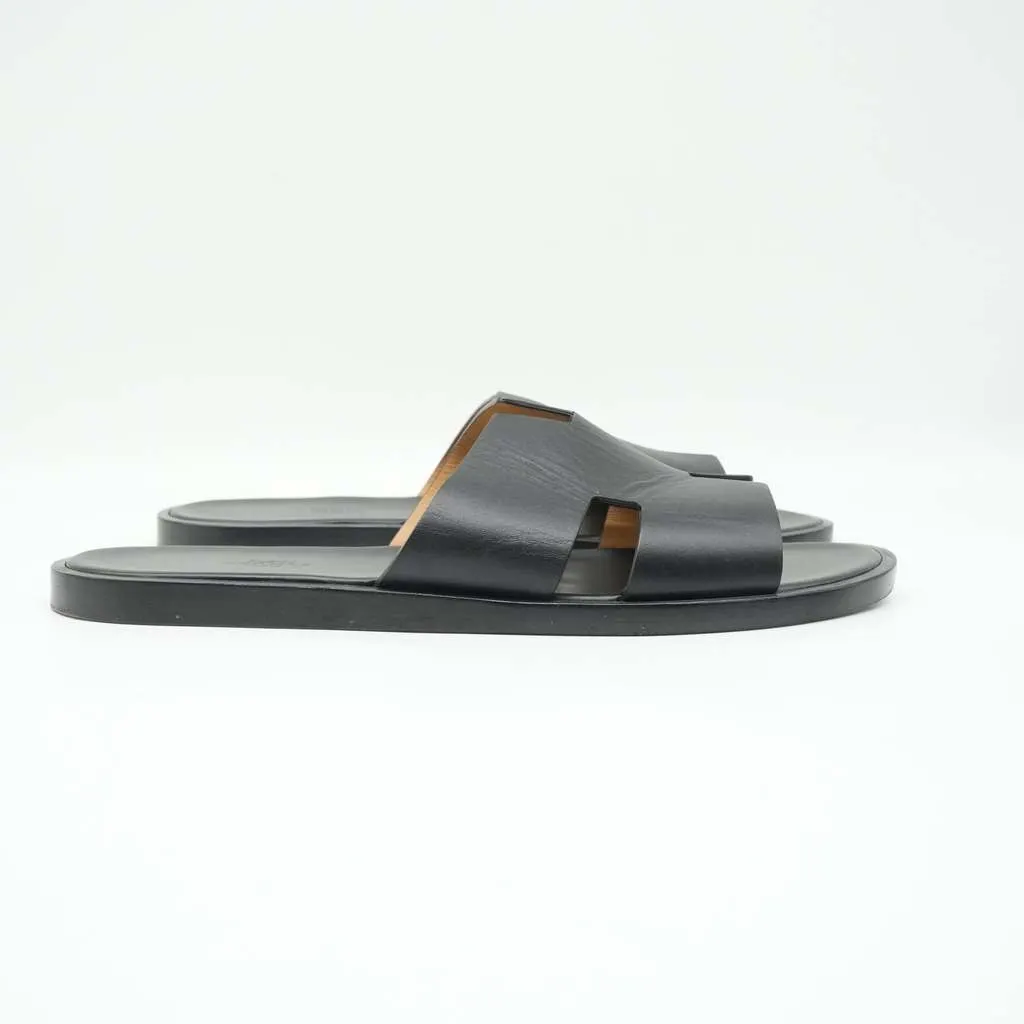 Hermès Oran Sandals Size 43 Black Black Leather Fair - Model View