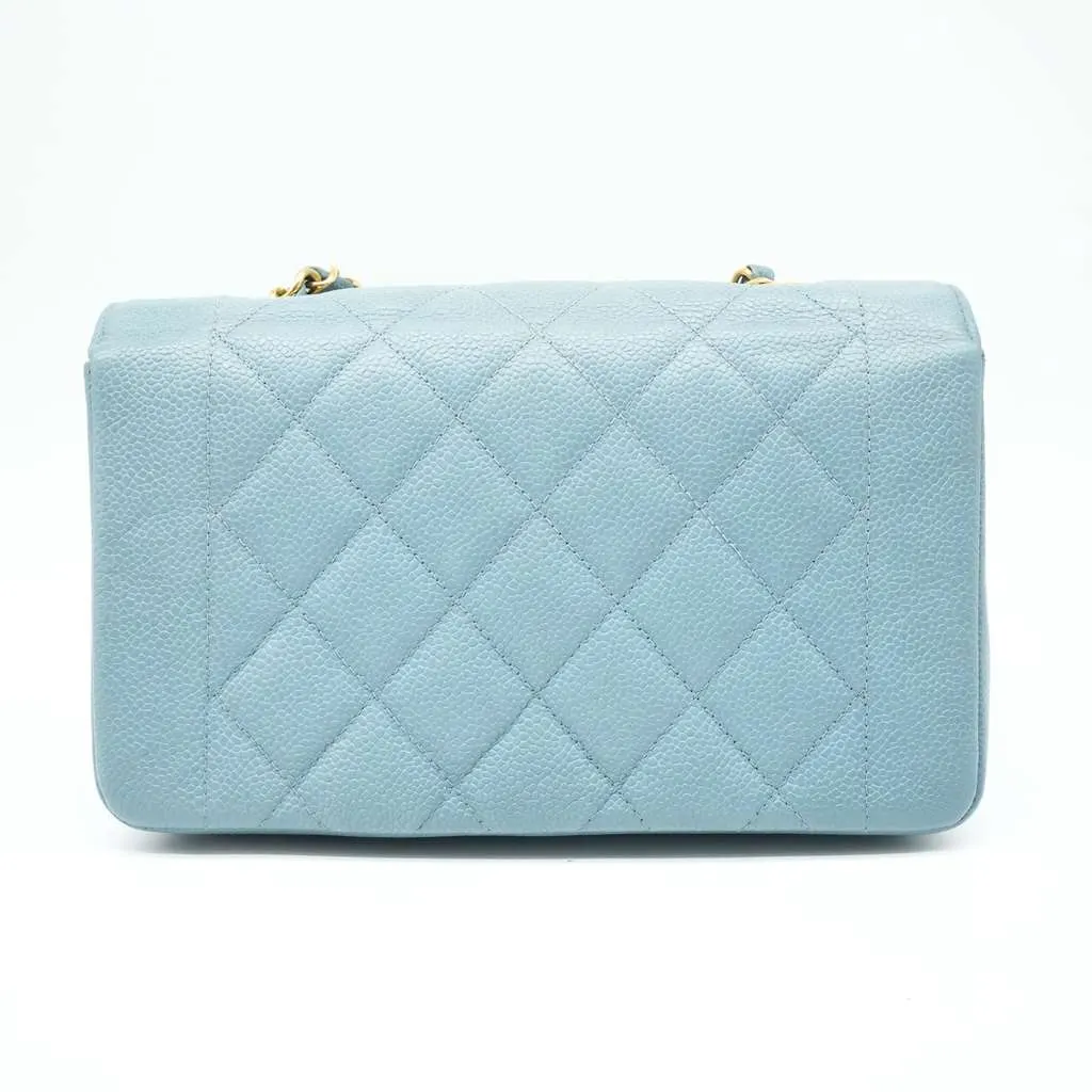 Chanel Diana Flap Bag Caviar Skin Light Blue (1994-1996) Blue Fair - Inside View