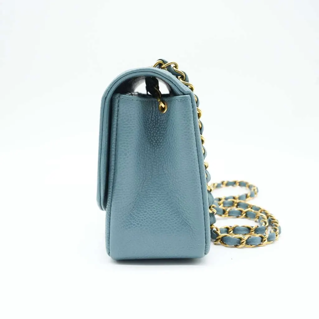 Chanel Diana Flap Bag Caviar Skin Light Blue (1994-1996) Blue Fair - Model View