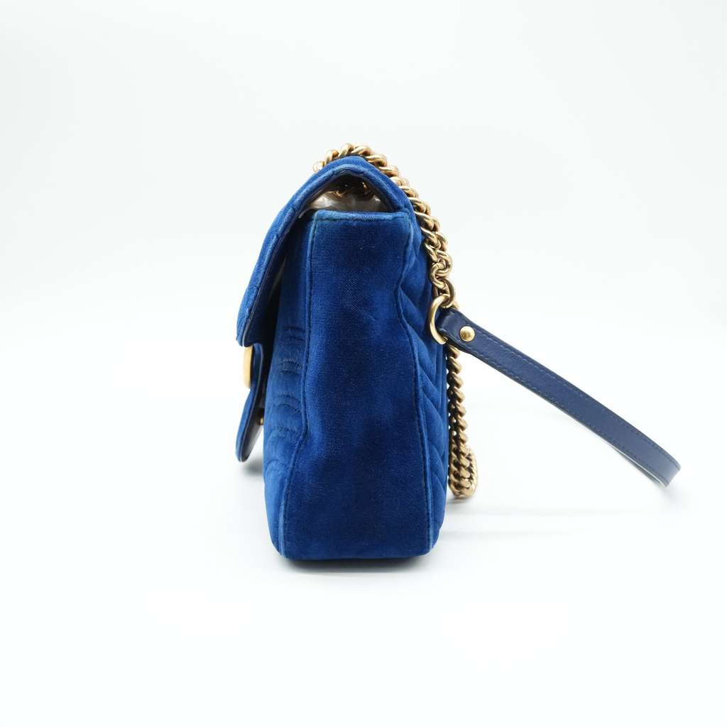 Gucci GG Marmont Shoulder Bag Navy Blue Velvet - 5