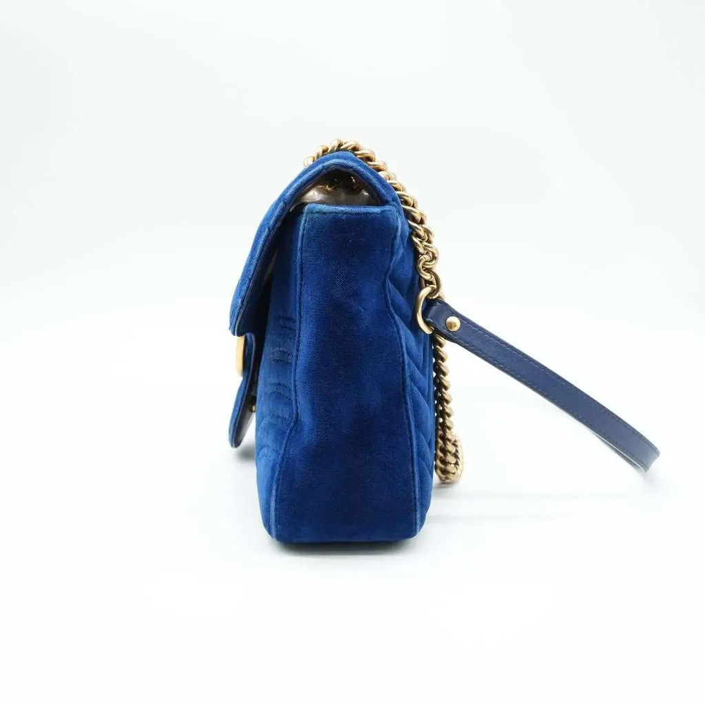 Gucci GG Marmont Shoulder Bag Navy Blue Velvet Blue Velvet Fair - Box View