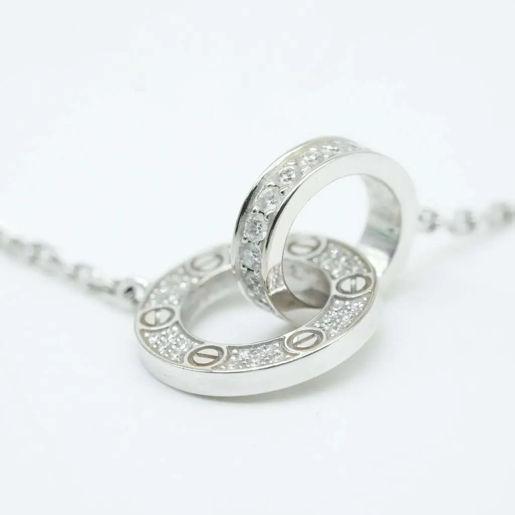 Cartier Cartier Love Pendant, Paved Necklace 18K White Gold White White Gold Good - Back View