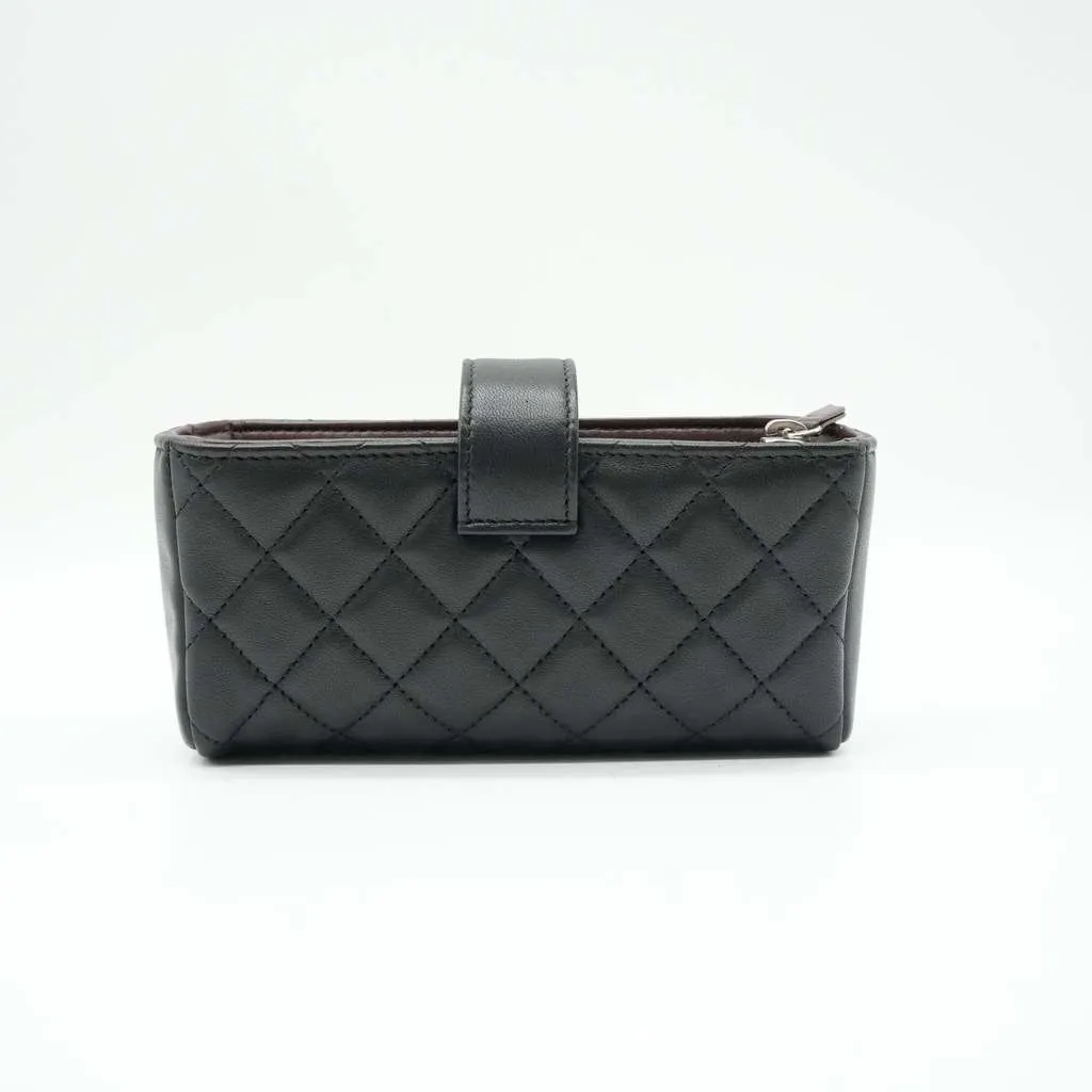 Chanel Black Quilted Leather Reissue CC Phone Pouch Black Leather Good - Inside View
