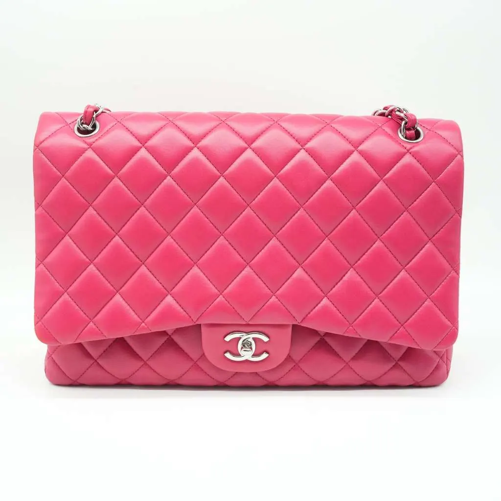 Chanel Maxi Classic Single Flap Pink Lambskin 13089787 Pink Fair - Back View