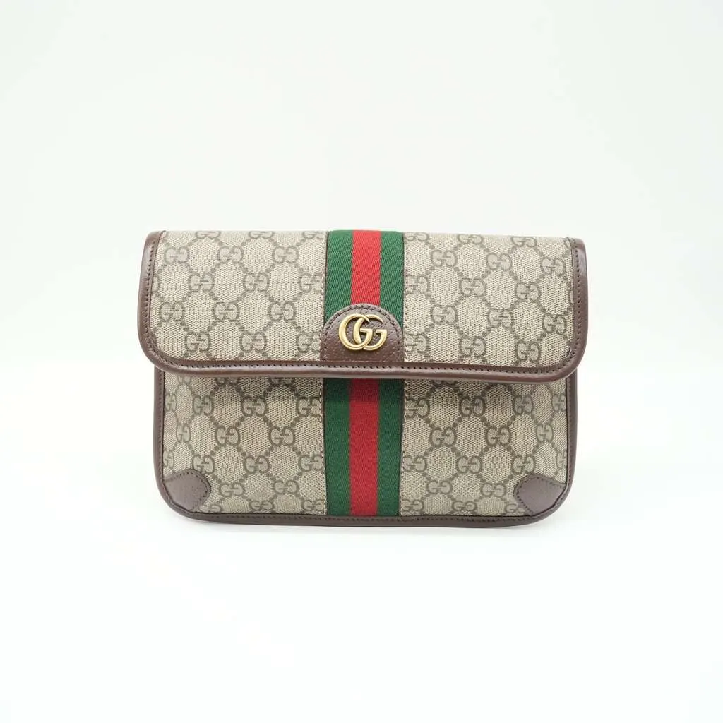 Gucci Small Ophidia Belt Bag GG Supreme Canvas Beige Canvas Good - Back View