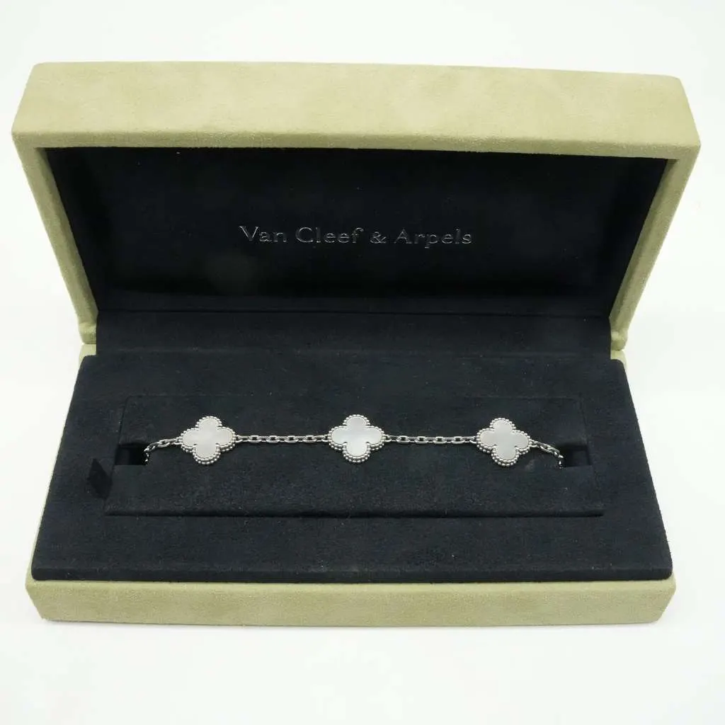 Van Cleef & Arpels Vintage Alhambra 5 Motifs Bracelet Pearl 18K White Gold VCARF48400 White White Gold Good - Inside View