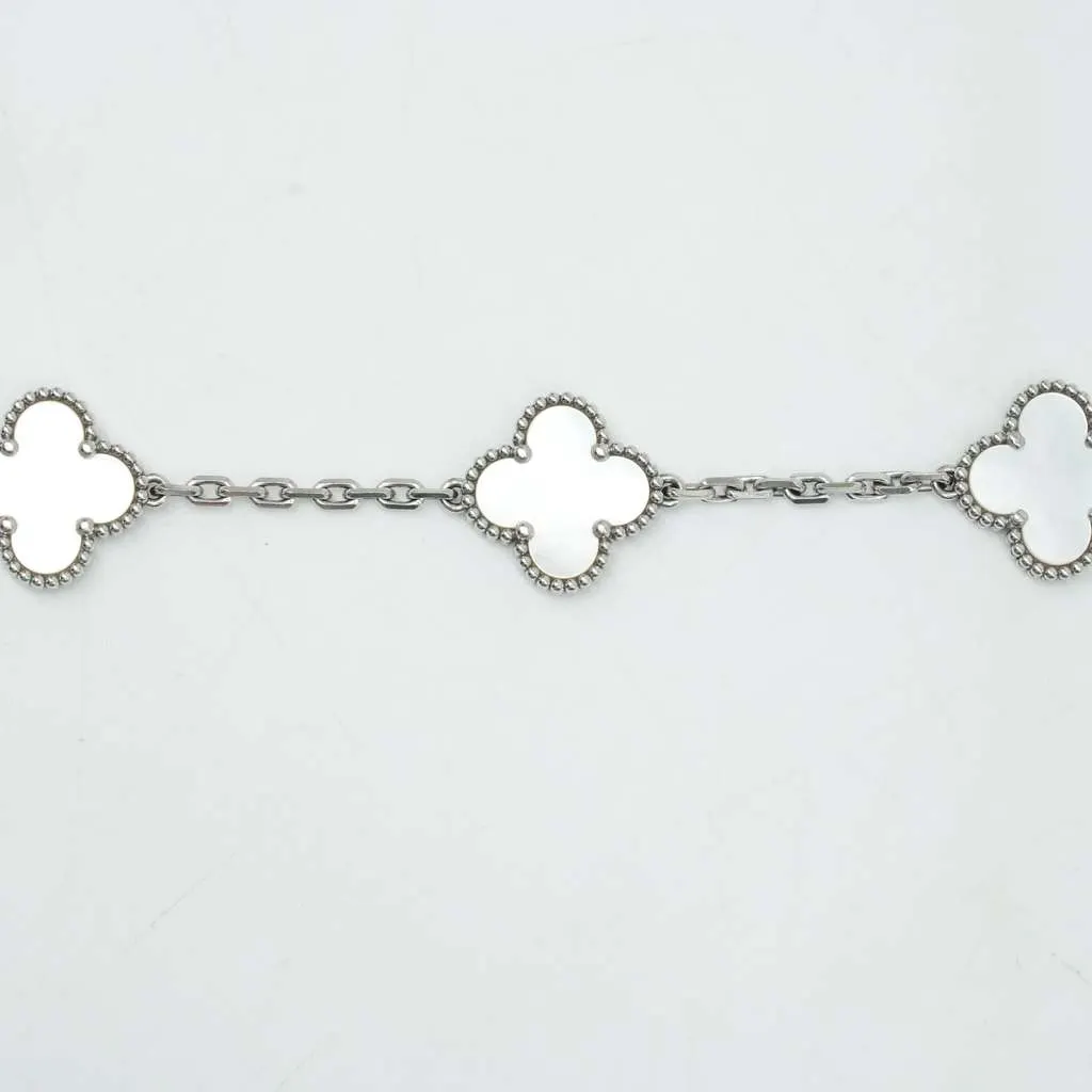 Van Cleef & Arpels Vintage Alhambra 5 Motifs Bracelet Pearl 18K White Gold VCARF48400 White White Gold Good - Box View