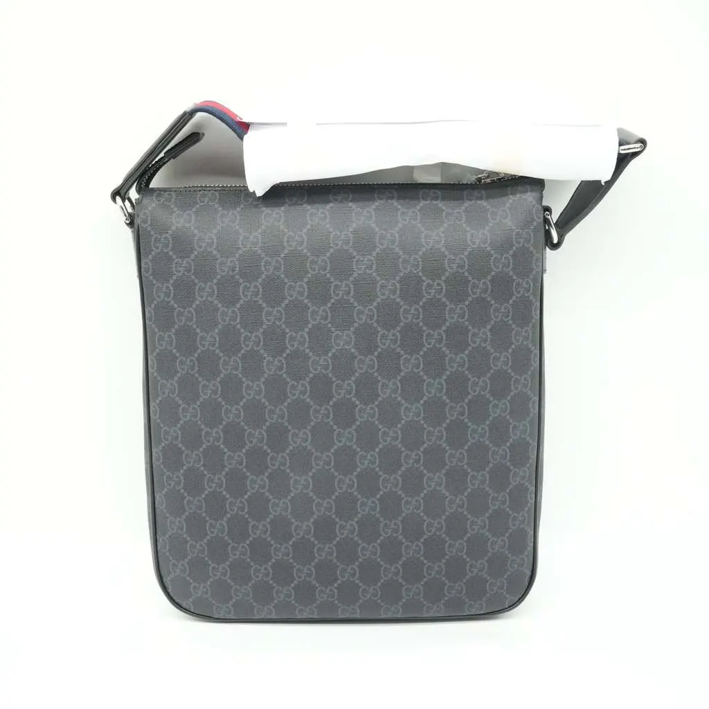 Gucci GG Black Small Messenger Bag Grey Canvas Very good - Inside View