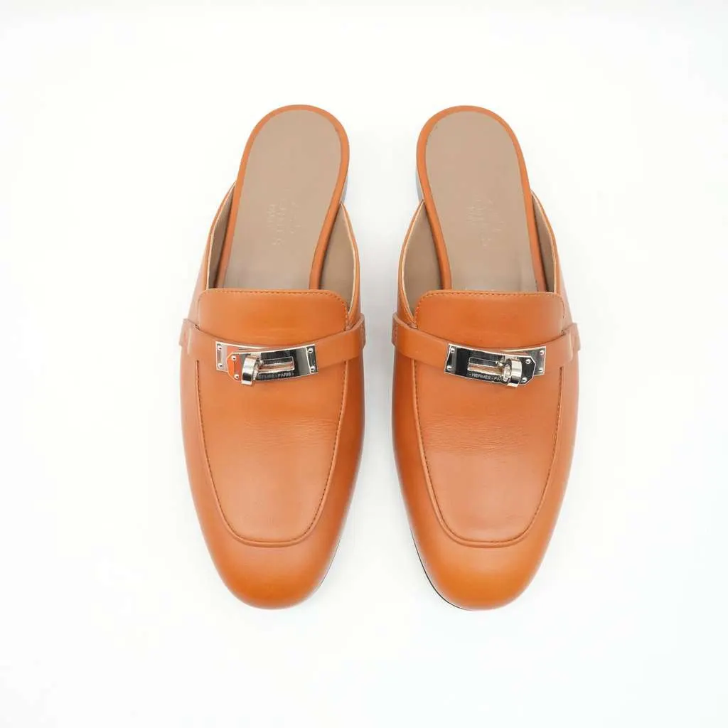Hermès Women's Loafers Brown Size 36 DB/BO Brown Leather Fair - Back View