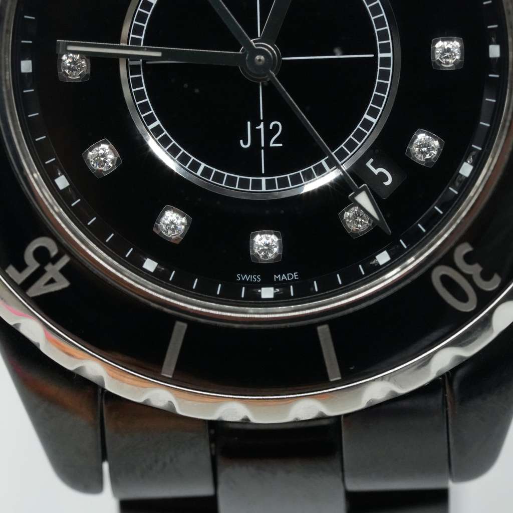 Chanel J12 33mm Quartz Ceramic Black Dial Diamond Indicators H5701 - 5
